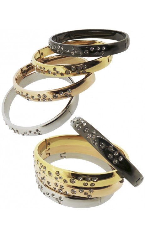 GAS STEEL PULSERA APLIQUE ZIRCONITA MATE