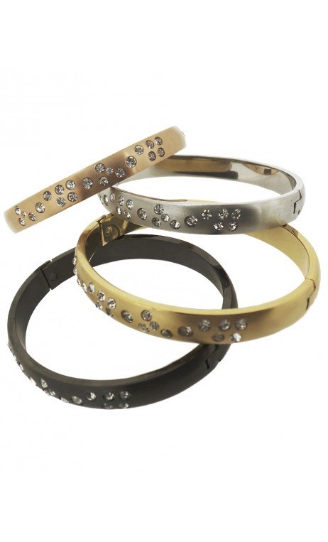 GAS STEEL PULSERA APLIQUE ZIRCON.BRILLO