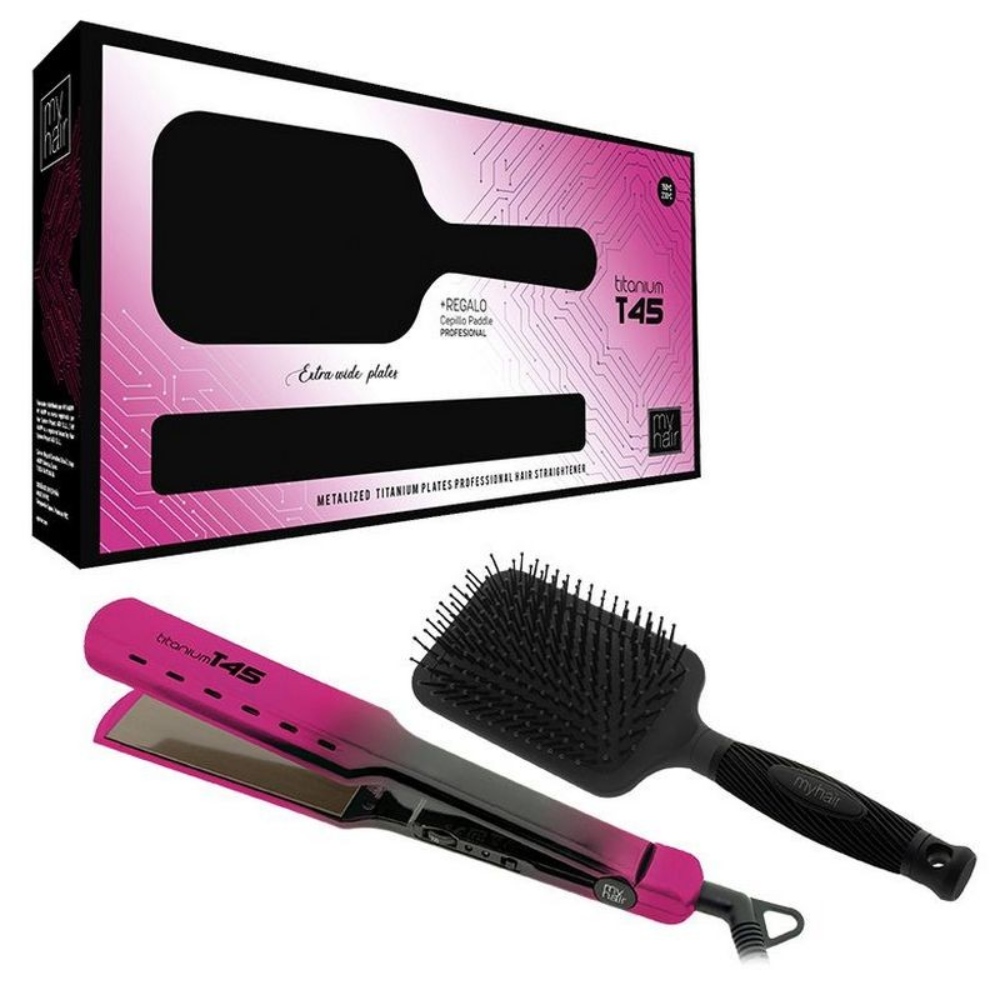 MYHAIR T45 ROSA+PADDLE BRUSH