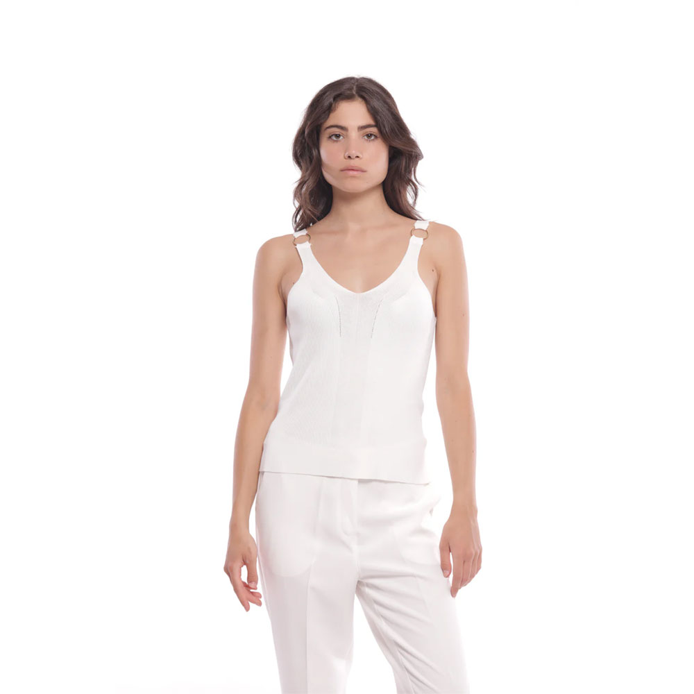 MIMI-MUA TOP CON ANELLI BIANCO
