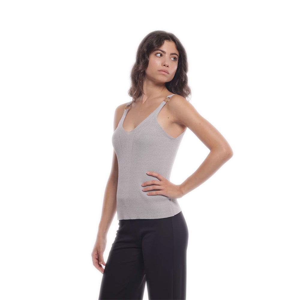 MIMI-MUA TOP CON ANELLI GRIGIO