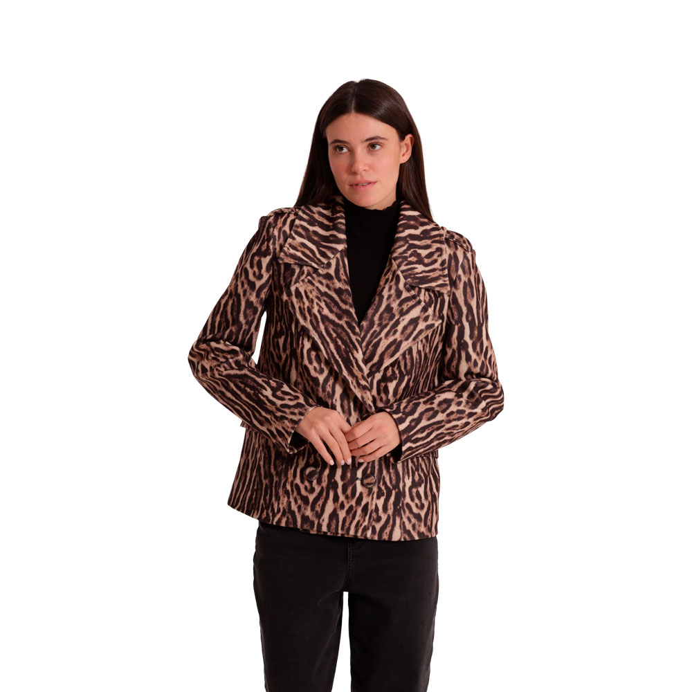 MIMI-MUA GIACCONE ANIMALIER CAMMELLO T-S