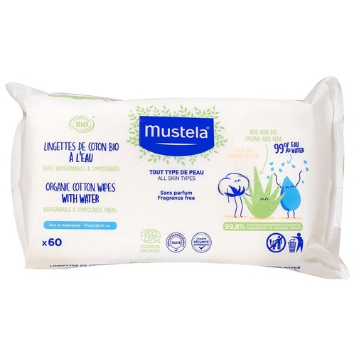 MUSTELA TOALLITAS AL AGUA DE ALGODON 60U