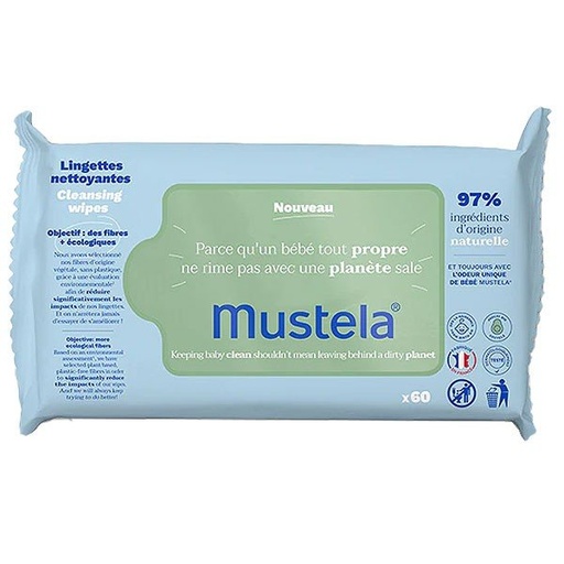 MUSTELA TOALLITAS LIMPIADORAS BIO 60UDS